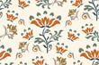 Vintage boho Floral pattern seamless ethnic style paisley embroidery motifs. Lotus flower Ikat vector illustration design .