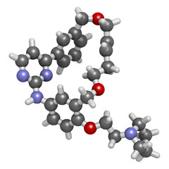 Poster - Pacritinib cancer drug molecule. 3D rendering.