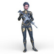 © tsuneomp - サイバーウーマン　3DCG レンダリング