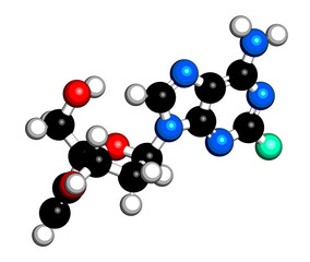 Poster - Islatravir HIV drug molecule. 3D rendering.