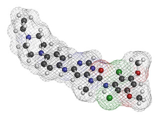 Poster - Infigratinib drug molecule. 3D rendering.