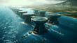 Leinwandbild Motiv Futuristic power plant of the future in the ocean, water energy