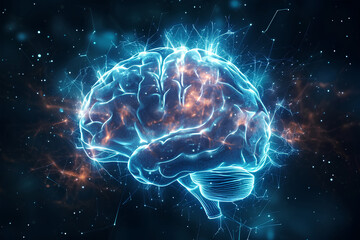 hologram of the brain. background with selective focus and copy space