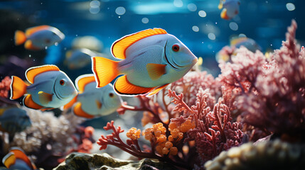 Wall Mural - Diverse Surgeonfish in Coral Reefs