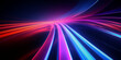 © Richard - Abstract background of neon lines flowing motion with fluorescent lines glowing in the dark panoramic wallpaper Digital data transfer energy concept