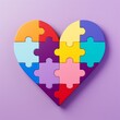 Abstract heart puzzle in soft pastel colors. Moderm, minimal Valentine's Day concept.	