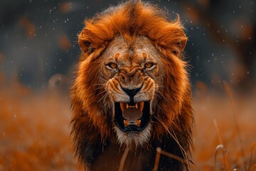 Wall Mural - Generative AI image of A captivating and naturalistic lion