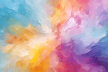 Colorful Paint Texture Background, Multicolor Paint Texture Background, Oil Paint Texture, Multicolor Brush And Palette Knife Strokes, AI Generative