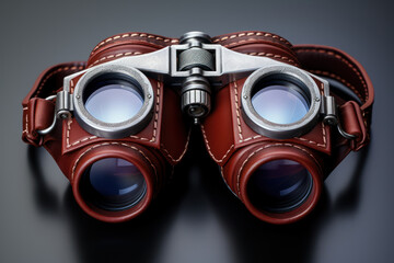 Canvas Print - A set of stylized binoculars represents a clear vision and foresight in business, embodying the concept of strategic planning and anticipating future opportunities. Generative Ai.