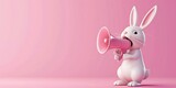 Fototapeta Lawenda - Pinker Banner mit einem Comic Osterhasen und ein Megaphone. Ideal als Werbebanner mit Platz für Text.