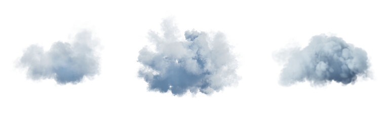 Wall Mural - set of white clouds isolated on transparent background. 3d render.