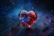 Heart-shaped gemstone in the cosmos. Generative AI
