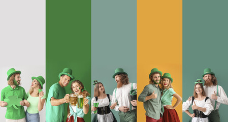 Poster - Collage with couples celebrating st. Patrick's Day