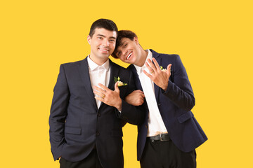 Poster - Married gay couple on yellow background