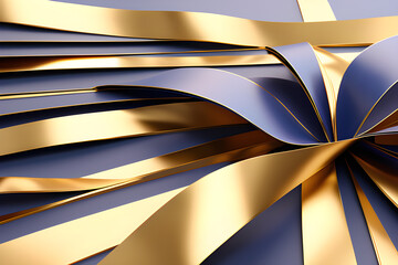 Wall Mural - elegant fashion aesthetics: 3d renderings of abstract fashion backgrounds folded in gold ribbons, pa