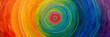 © VALUEINVESTOR - concentric circles in radiant hues converge to shape a dynamic rainbow background, generative AI