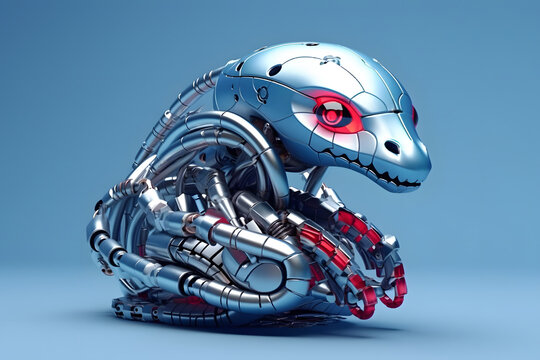 3d rendering of cyborg snake