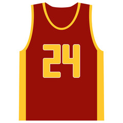 Basketball jersey in red and yellow colors