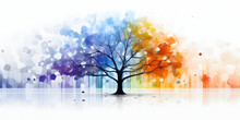 Painting Of A Tree With Rainbow Colored Isolated Illustration