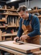 © puruan-AI - male carpenter at woodworking workshop