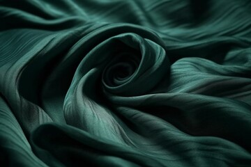 Wall Mural - Dark green textured fabric with smooth folds. High-end and luxurious surface. Generative AI