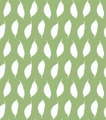 Wall Mural - Vector seamless pattern of hand drawn bay leaf silhouette isolated on green background
