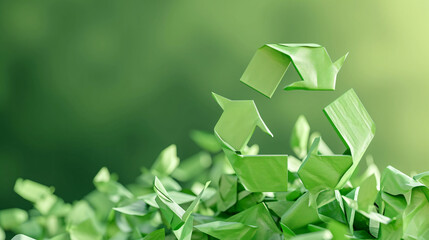 green recycle symbol on a green background 