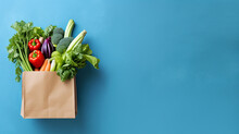 Paper Bag With Vegetables Empty Space Background