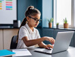 © aiartth - A young girl, immersed in a coding lesson, hones her tech skills while seated with a laptop.