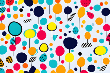 Wall Mural - colorful doodle seamless patterns for creative kids: a fun background with minimalist style simple p