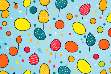 Wall Mural - colorful doodle seamless patterns for creative kids: a fun background with minimalist style simple p