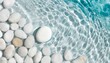 水面　波紋　石　川　海　夏　イメージ　フレーム　背景　AI生成画像　イラスト素材