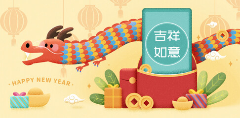 Wall Mural - Cute hand drawn style CNY card