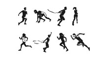 Vector Illustration Of Running Athlete Silhouette