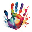 © Artful Studio - Rainbow coloured paint hand print