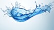 © Phoophinyo - A Close-up of Blue water, spiral, liquid, splash, swirling wave, white isolated background.