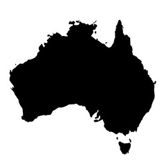 Black Australia map on white background