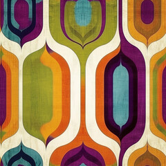 Canvas Print - Nostalgic groovy geometric vintage repeat pattern 60s 70s wavy abstract 