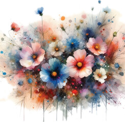 Wall Mural - a bouquet of wildflower in watercolor