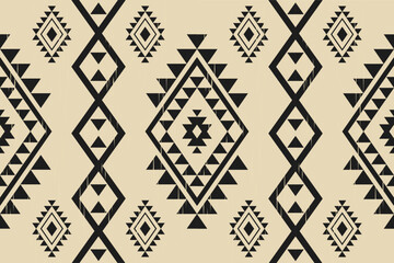 Ikat tribal Indian seamless pattern. Ethnic Aztec fabric carpet mandala ornament native boho chevron textile.Geometric African American oriental tranditional vector illustrations. Embroidery style