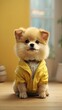 lovable furry friend takes center stage on a yellow
