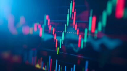 Wall Mural - graph and candlestrick chart in stock and currency market, financial and investment growth background