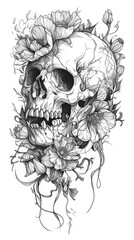 Poster - Skull tattoo flash, AI generated Image