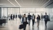 © New generate - Blurred group of busy business people moving through a corporate office space