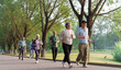 © View Stock - Old people exercising in the park