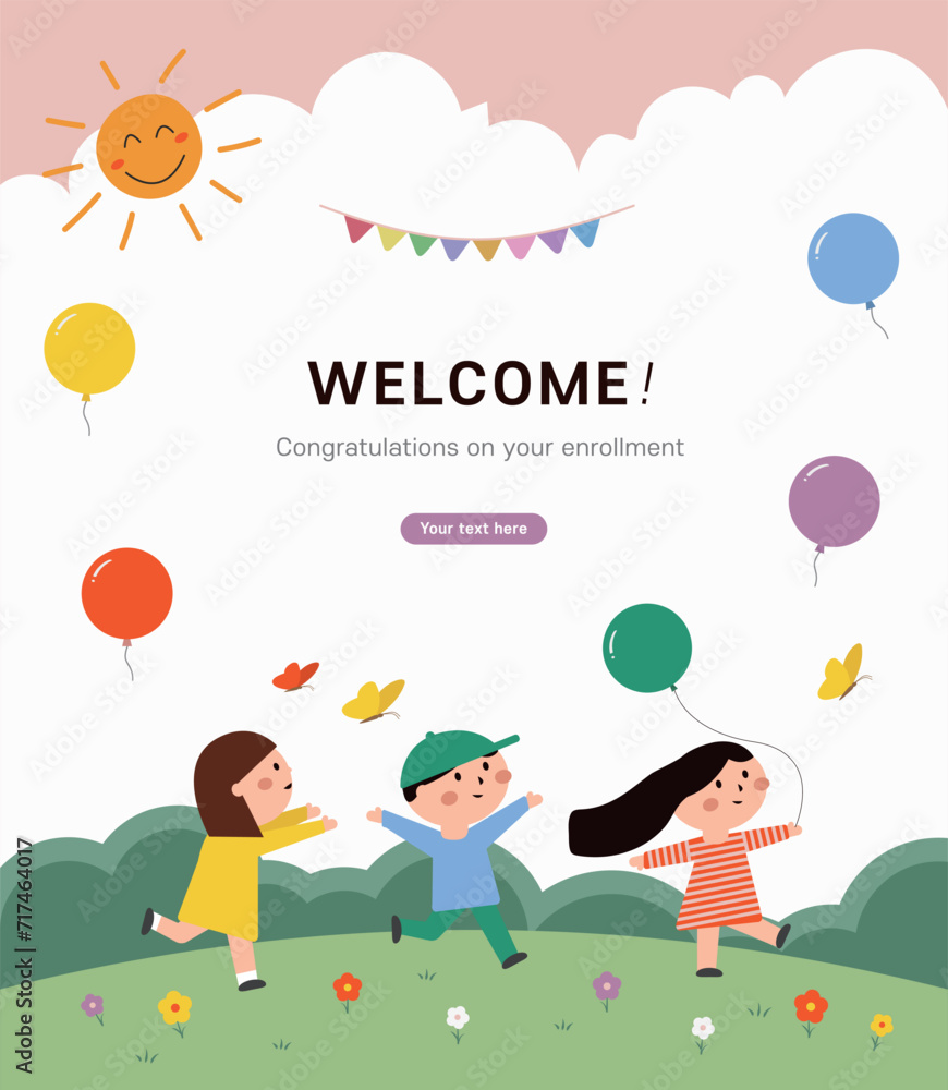 vector flat children illustration background Stock Vector | Adobe Stock