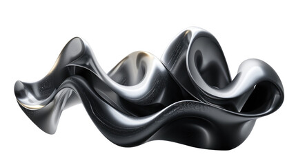 Wall Mural - 3d abstract metal shiny shape isolated on transparent background