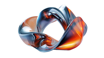 Wall Mural - 3d abstract metal shiny shape isolated on transparent background