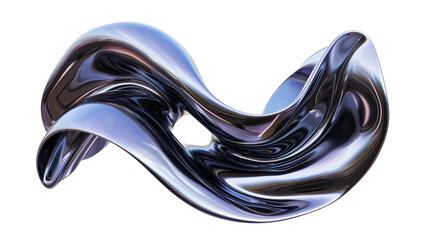 3d abstract metal shiny shape isolated on transparent background