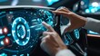 © Justlight - Closeup of gesture control capabilities allowing drivers to adjust the cars settings with simple hand gestures.